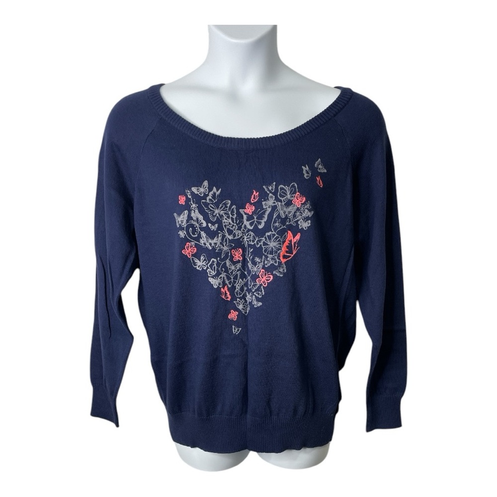 Torrid Navy Heart Butterfly Sweater, Size 2X New
